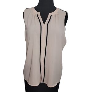 Calvin Klein pink black sleeveless v neck top size medium